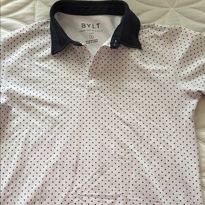 BYLT Basics White Polo with Black Collar